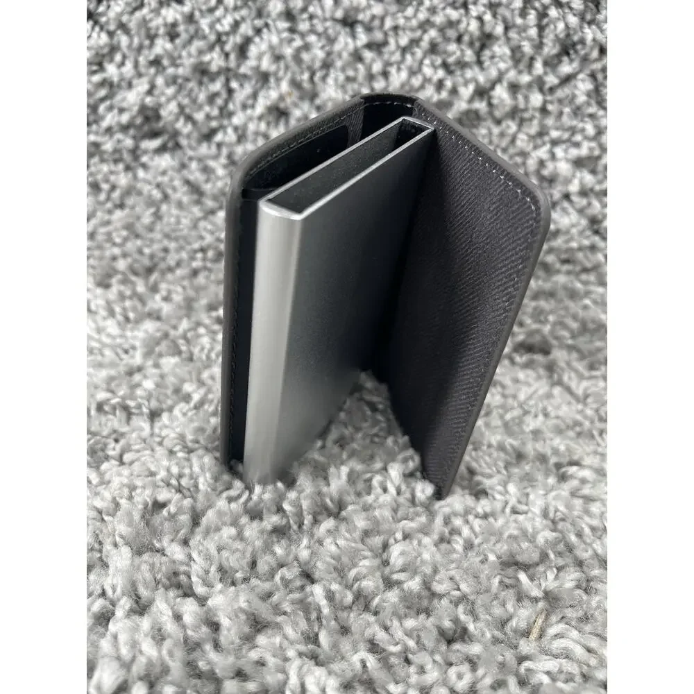 Dark Grey Trifold Leather Wallet Men’s Accessory